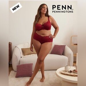 NWOT, Penningtons, Lace Underwire T-Shirt Bra, 42 DDD, Red 🫦